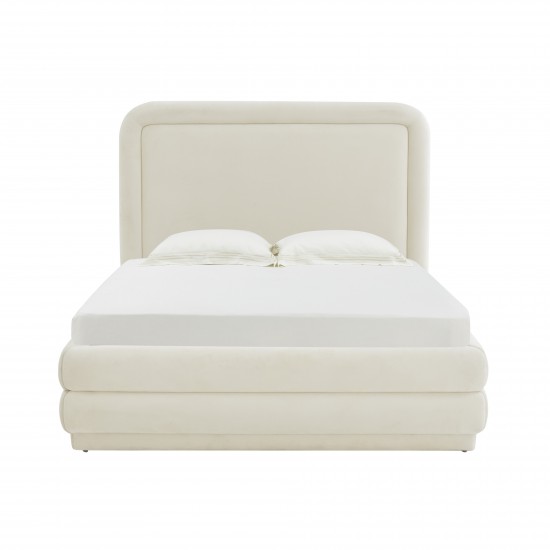 TOV Furniture Briella Cream Velvet Bed in Full