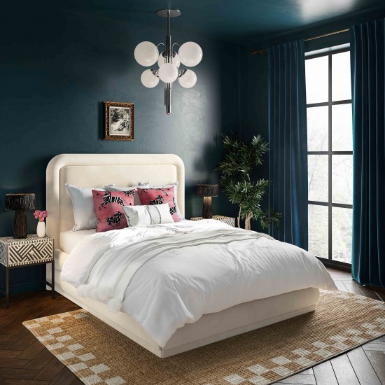 TOV Furniture Briella Cream Velvet Bed in Queen