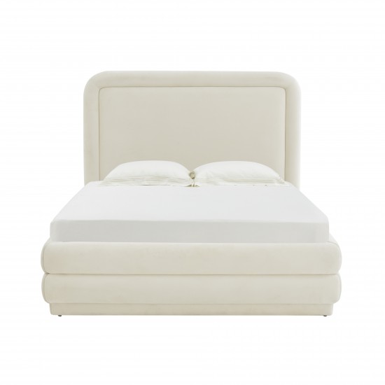 TOV Furniture Briella Cream Velvet Bed in Queen