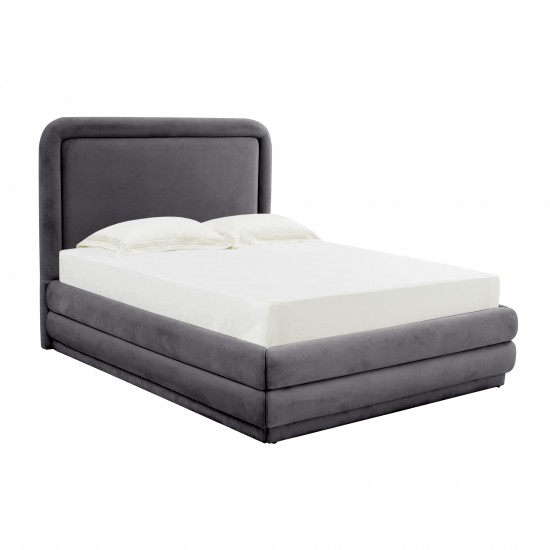 TOV Furniture Briella Dark Grey Velvet Bed in Full