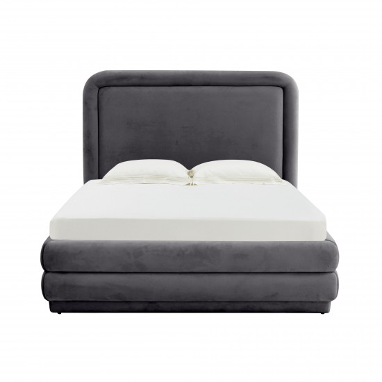 TOV Furniture Briella Dark Grey Velvet Bed in Full