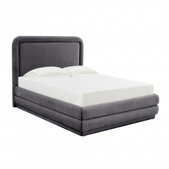 TOV Furniture Briella Dark Grey Velvet Bed in King