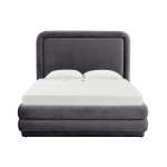 TOV Furniture Briella Dark Grey Velvet Bed in King