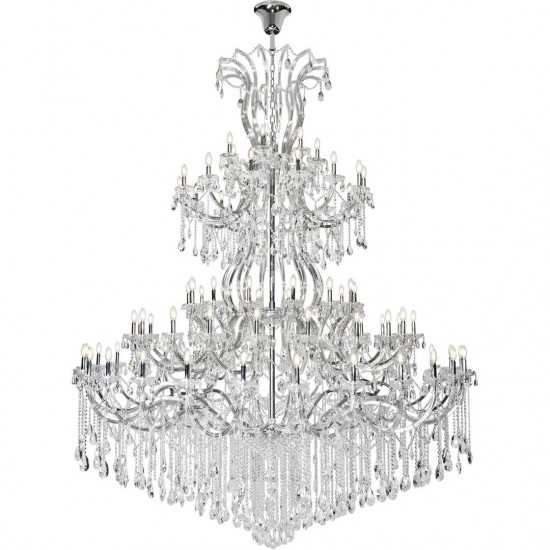 Elegant Lighting Maria Theresa 84 Light Chrome Chandelier With Clear Tear Drop Crystals Clear Elegant Cut Crystal