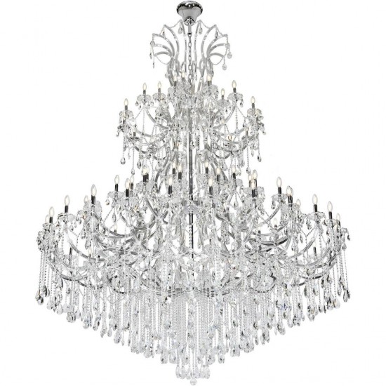 Elegant Lighting Maria Theresa 84 Light Chrome Chandelier With Clear Tear Drop Crystals Clear Elegant Cut Crystal