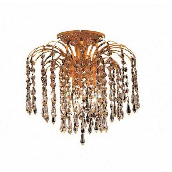 Elegant Lighting Falls 3 Light Gold Flush Mount Clear Royal Cut Crystal