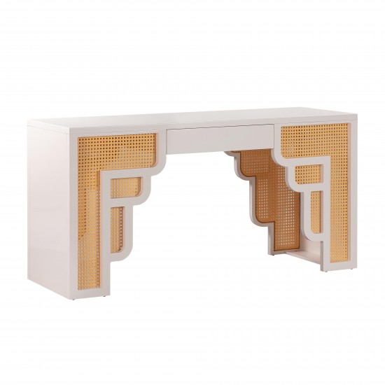 TOV Furniture Suzie Cream & Rattan Desk