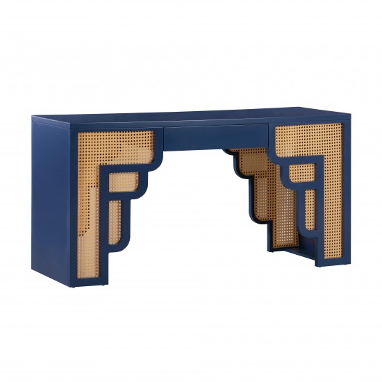 TOV Furniture Suzie Navy & Rattan Desk