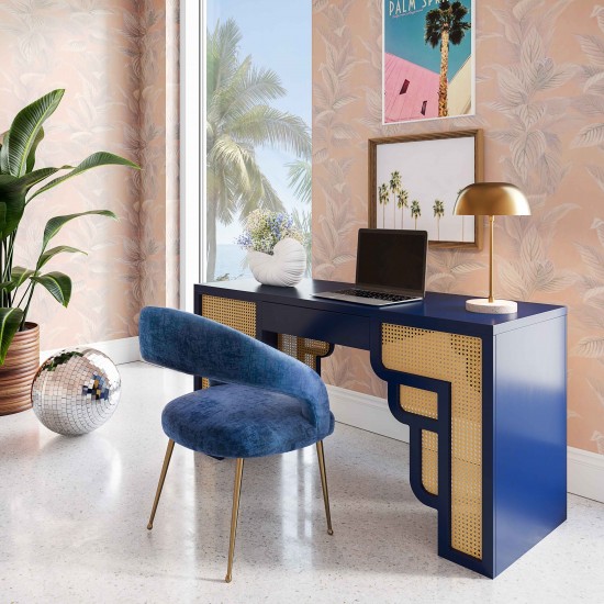 TOV Furniture Suzie Navy & Rattan Desk