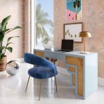 TOV Furniture Suzie Pastel Blue & Rattan Desk