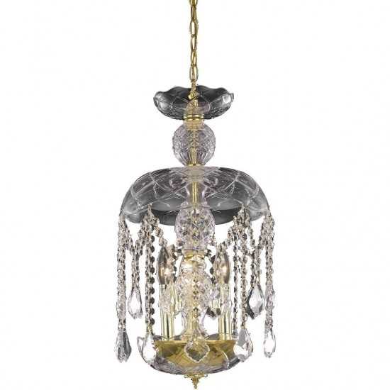 Elegant Lighting Rococo 3 Light Gold Pendant Clear Royal Cut Crystal