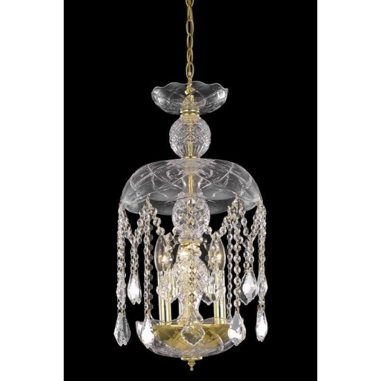 Elegant Lighting Rococo 3 Light Gold Pendant Clear Royal Cut Crystal