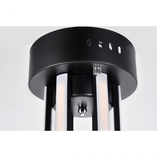 Elegant Lighting Dahlia 3 Light In Black Flush Mount