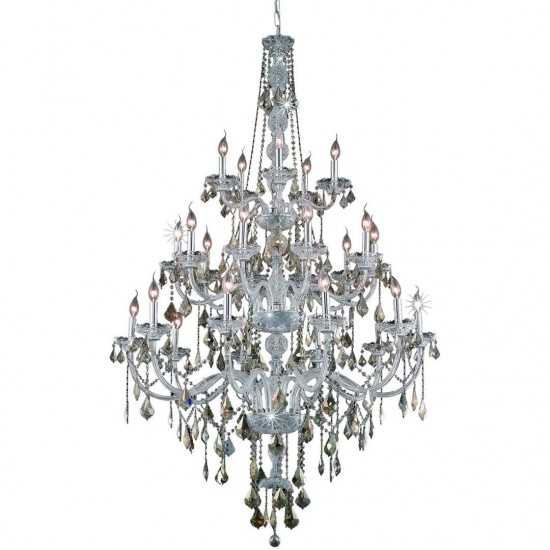 Elegant Lighting Verona 25 Light Chrome Chandelier Golden Teak (Smoky) Royal Cut Crystal