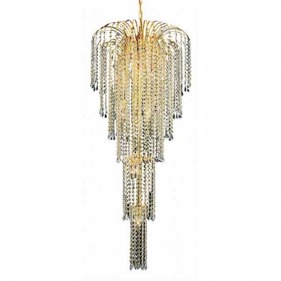 Elegant Lighting Falls 9 Light Gold Chandelier Clear Elegant Cut Crystal