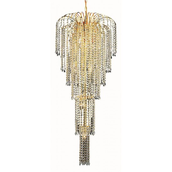 Elegant Lighting Falls 9 Light Gold Chandelier Clear Elegant Cut Crystal