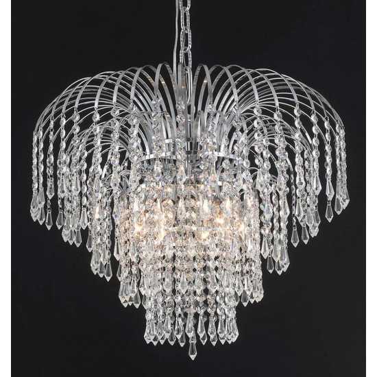 Elegant Lighting Falls 6 Light Chrome Chandelier Clear Spectra Swarovski Crystal