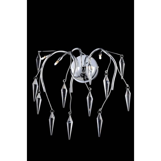 Elegant Lighting Amour 3 Light Chrome Wall Sconce Clear Elegant Cut Crystal