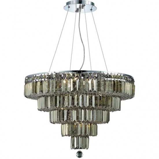 Elegant Lighting Maxime 14 Light Chrome Chandelier Golden Teak (Smoky) Royal Cut Crystal