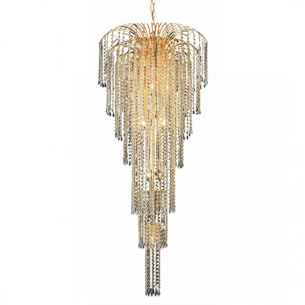 Elegant Lighting Falls 11 Light Gold Chandelier Clear Spectra Swarovski Crystal