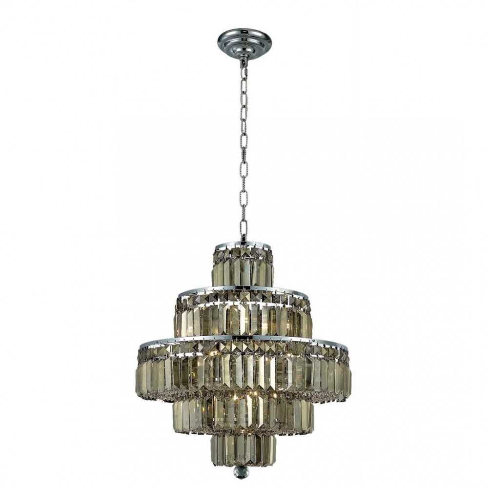 Elegant Lighting Maxime 13 Light Chrome Chandelier Golden Teak (Smoky) Swarovski Elements Crystal