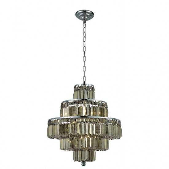 Elegant Lighting Maxime 13 Light Chrome Chandelier Golden Teak (Smoky) Swarovski Elements Crystal