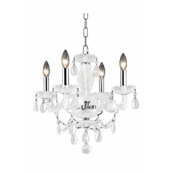 Elegant Lighting Princeton 4 Light White Pendant White Royal Cut Crystal