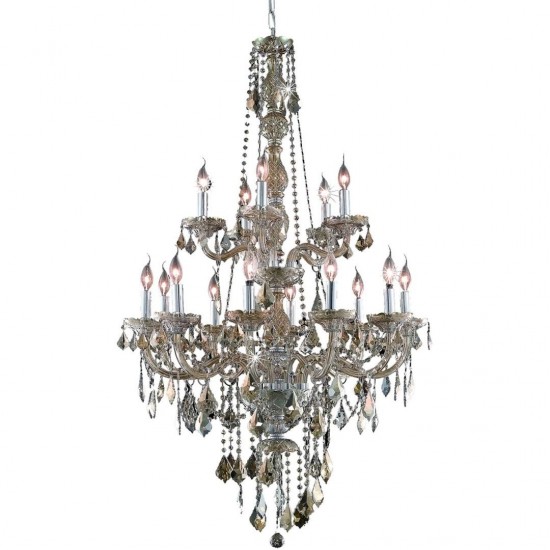 Elegant Lighting Verona 15 Light Golden Teak Chandelier Golden Teak (Smoky) Royal Cut Crystal