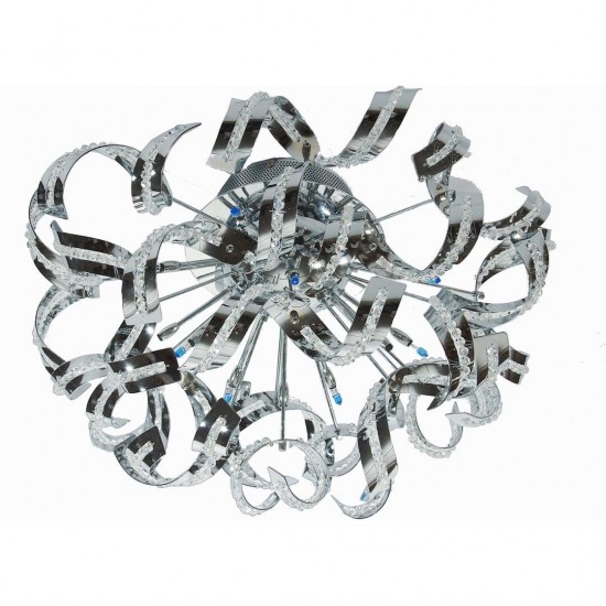 Elegant Lighting Tiffany 12 Light Chrome Flush Mount Clear Elegant Cut Crystal