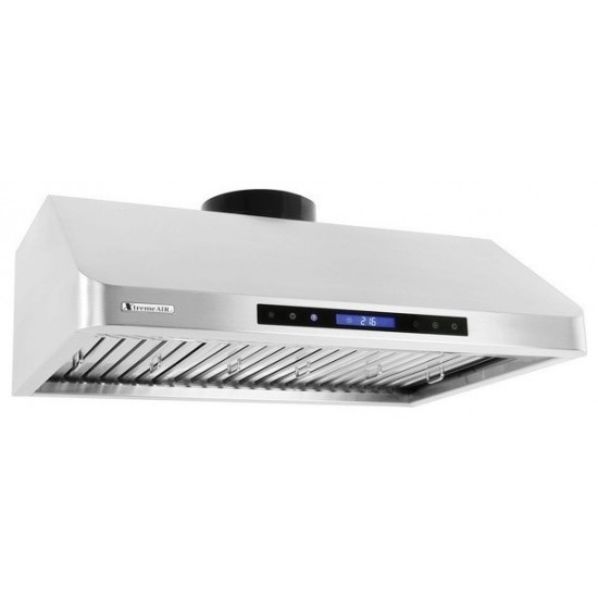 30", LED Lights, Baffle Filter W/ Grease Drain Tunnel, 1.0mm Non-Magnetic Stainless Steel,  Under Cabinet Mount Range Hood