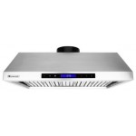 30", LED Lights, Baffle Filter W/ Grease Drain Tunnel, 1.0mm Non-Magnetic Stainless Steel, Under Cabinet Mount Range Hood