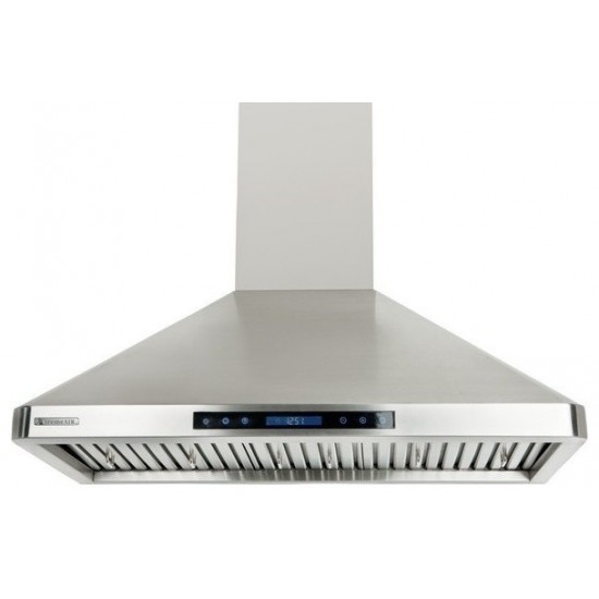 36", LED lights, Baffle Filters W/ Grease Drain Tunnel, 1.0mm Non-Magnetic Stainless Steel Seamless Body, Wall Mount Range Ho