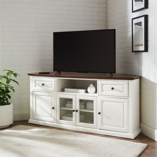 60" Corner Tv Stand White