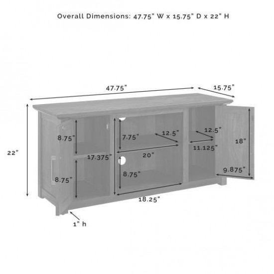 Camden 48" Low Profile Tv Stand Whitewash
