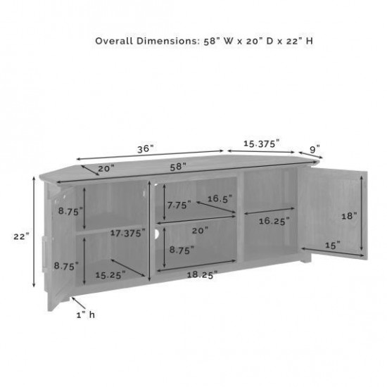 Camden 58" Corner Tv Stand Dark Walnut