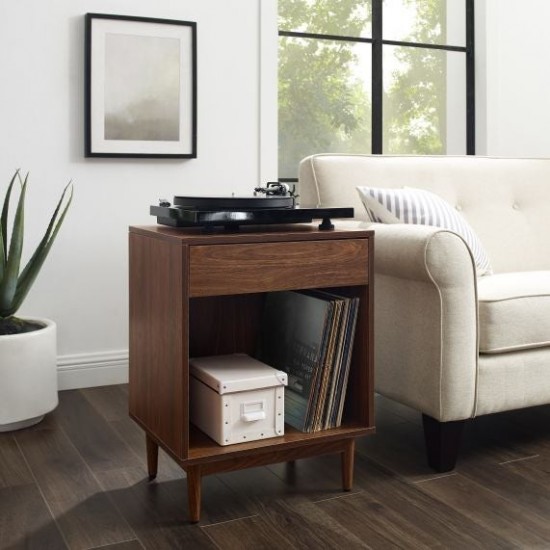 Liam Record Storage End Table Walnut