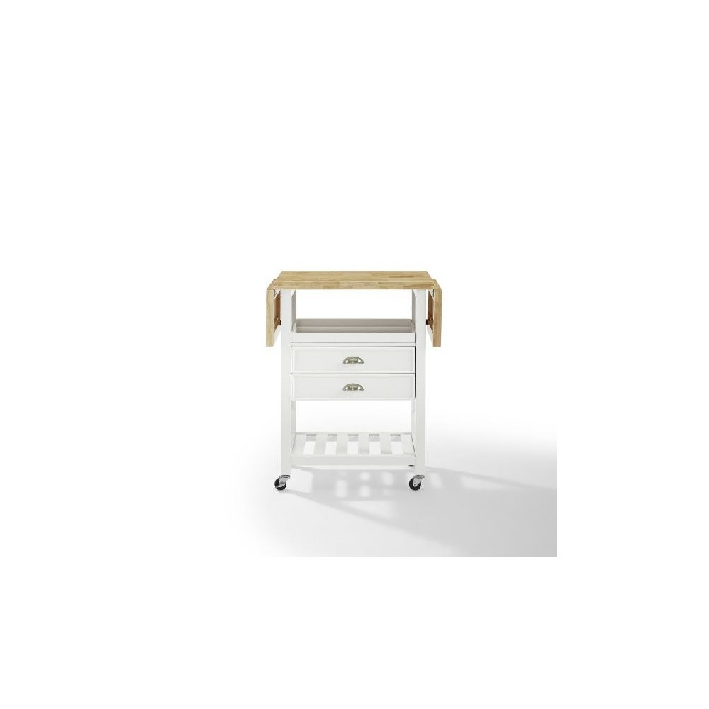 Bristol Double Drop Leaf Kitchen Cart White/Natural