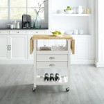 Bristol Double Drop Leaf Kitchen Cart White/Natural