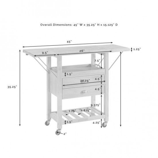 Bristol Double Drop Leaf Kitchen Cart White/Natural