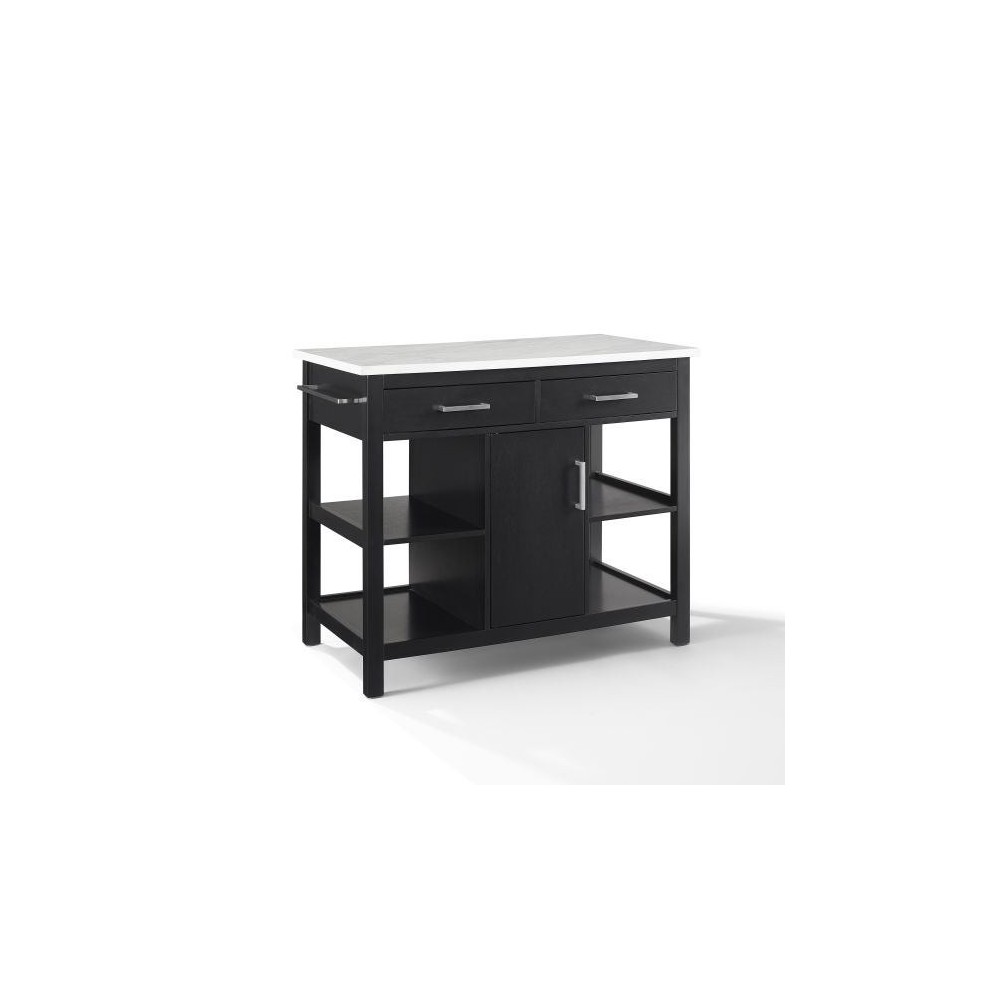 Audrey Faux Marble Top Kitchen Island Black/White Marble