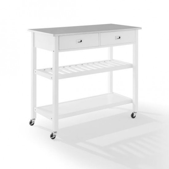 Chloe Stainless Steel Top Kitchen Island/Cart White/Stainless Steel