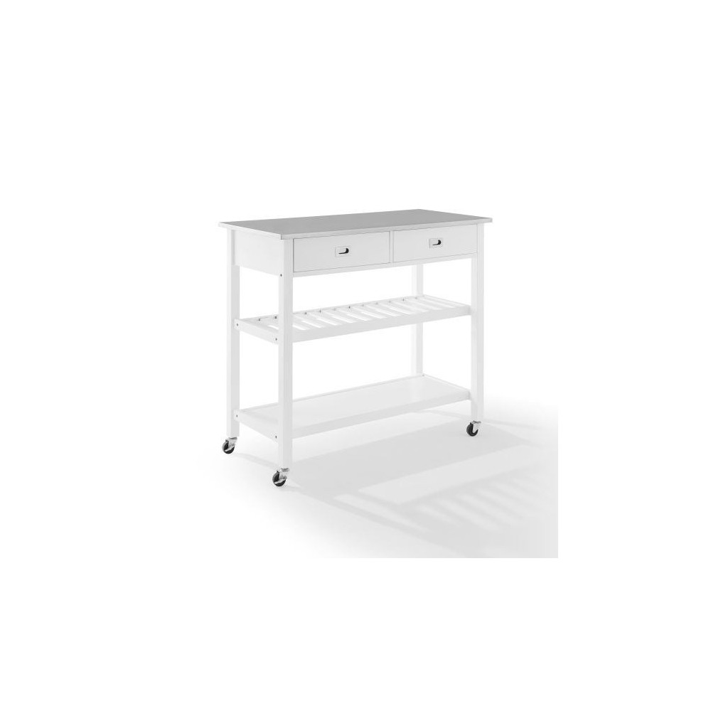 Chloe Stainless Steel Top Kitchen Island/Cart White/Stainless Steel