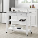 Chloe Stainless Steel Top Kitchen Island/Cart White/Stainless Steel