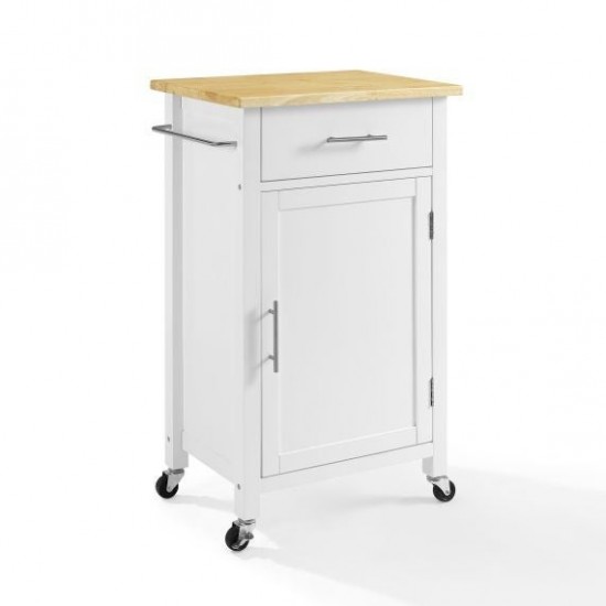 Savannah Wood Top Compact Kitchen Island/Cart White/Natural