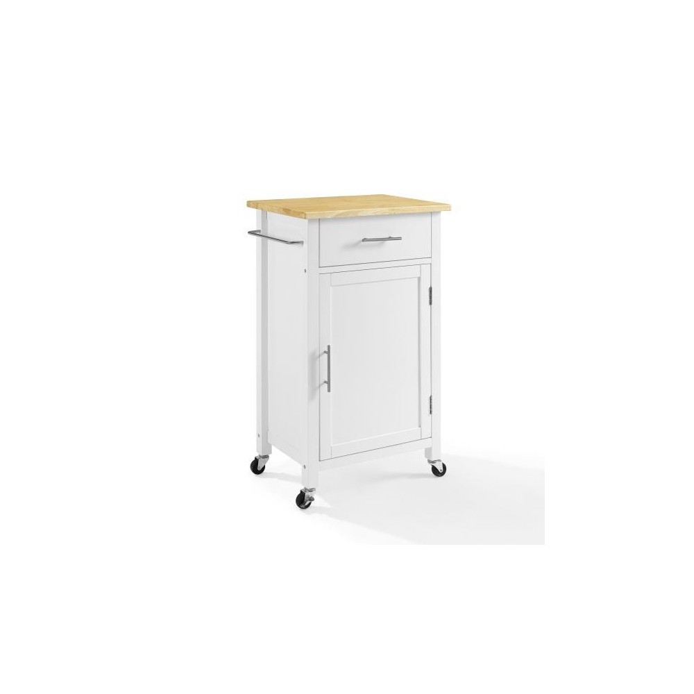 Savannah Wood Top Compact Kitchen Island/Cart White/Natural