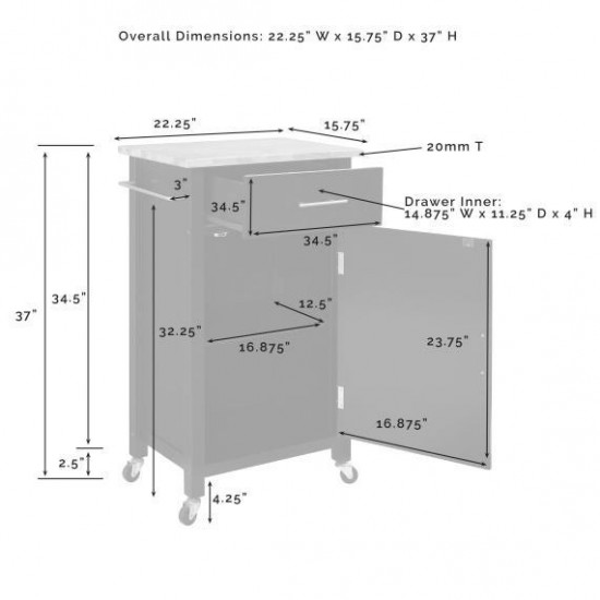 Savannah Wood Top Compact Kitchen Island/Cart White/Natural