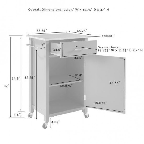 Savannah Stainless Steel Top Compact Kitchen Island/Cart Gray/Stainless Steel