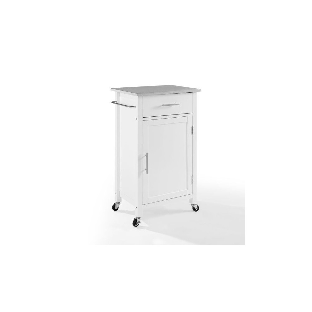 Savannah Stainless Steel Top Compact Kitchen Island/Cart White