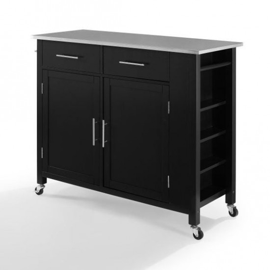 Savannah Stainless Steel Top Full-Size Kitchen Island/Cart Black/Stainless Steel