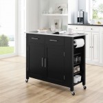 Savannah Stainless Steel Top Full-Size Kitchen Island/Cart Black/Stainless Steel